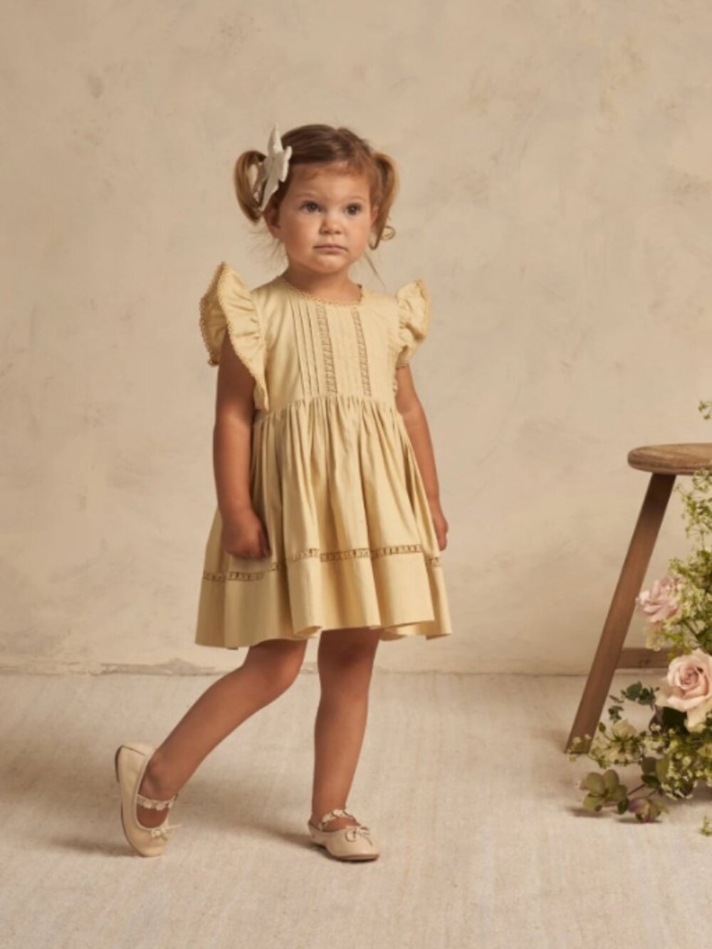 NWT! Noralee Isla Lace Pintuck Dress in Lemon Size 4